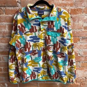 PATAGONIA Lightweight Synchilla Snap-T Fleece Pullover Jacket Palm Pine Tree L